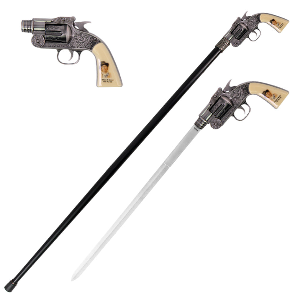 Billy the Kid Revolver Gun Handle Sword Cane - Tophatter's Army Products & Self Defense Collectible Weapons - Tophatter Daily Deals